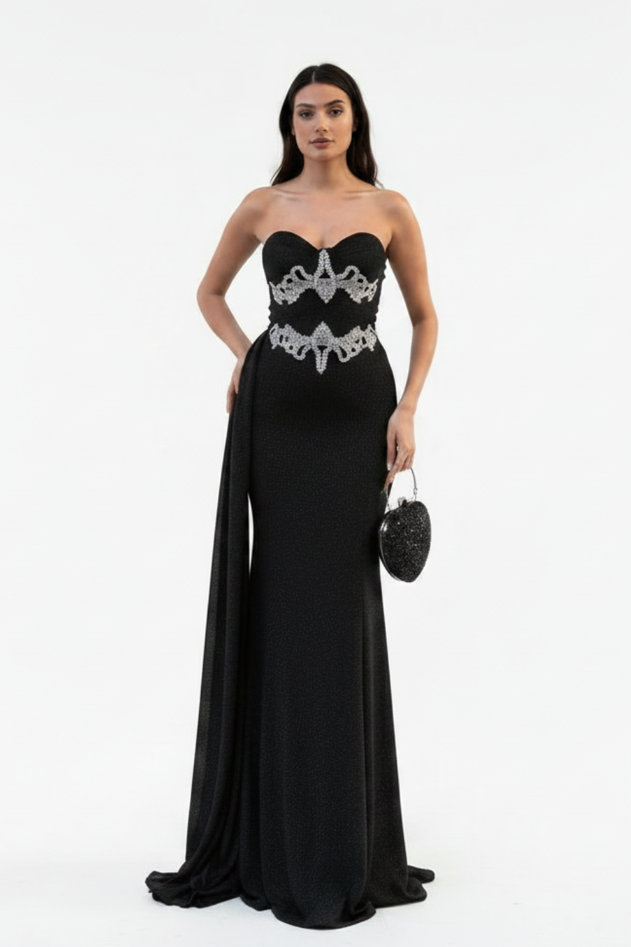 Zwarte Strapless Zeemeermin Avondjurk