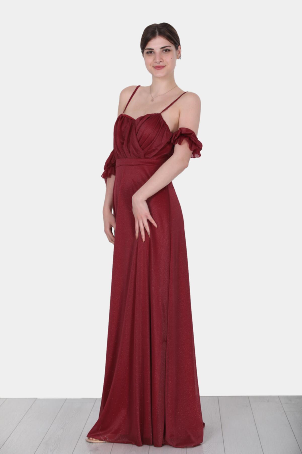 Langes glitzerndes Abendkleid — Burgund