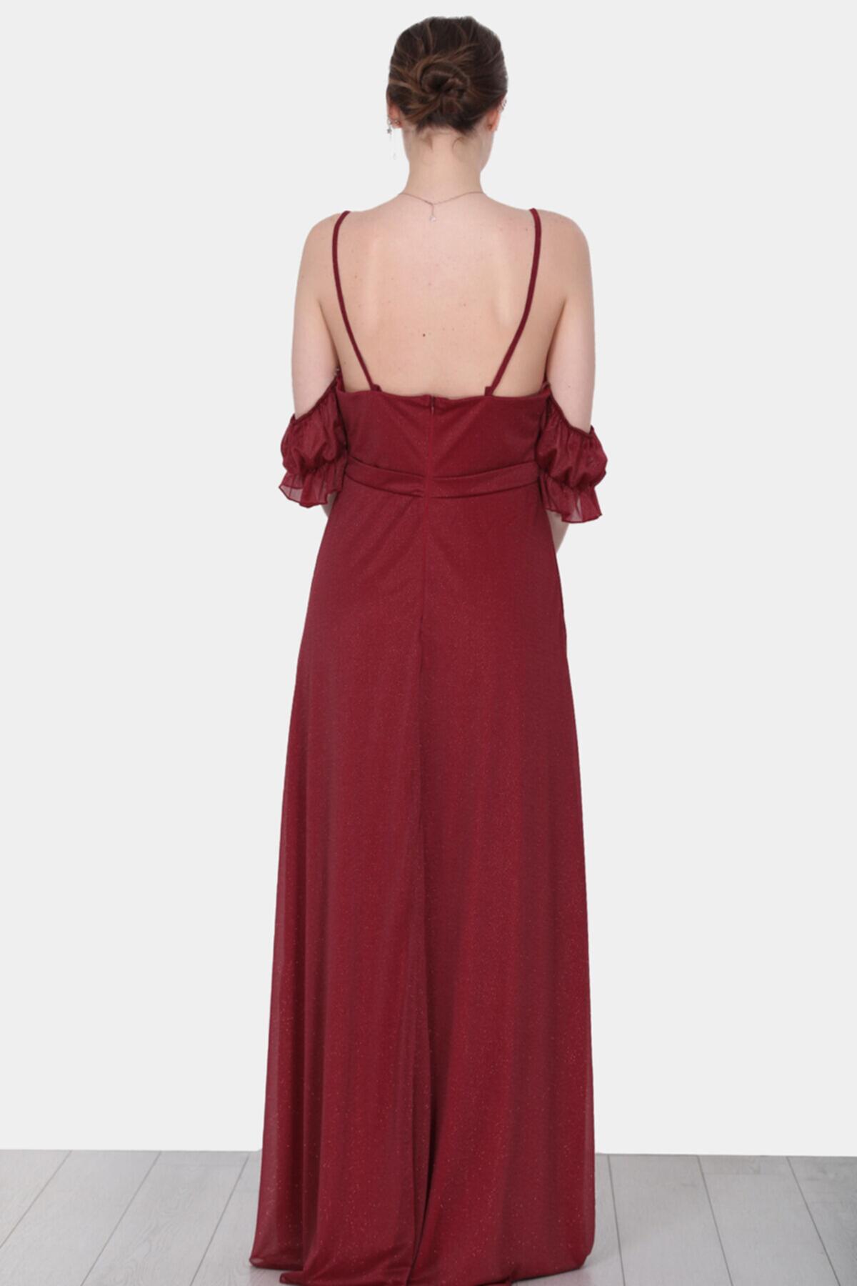 Langes glitzerndes Abendkleid — Burgund
