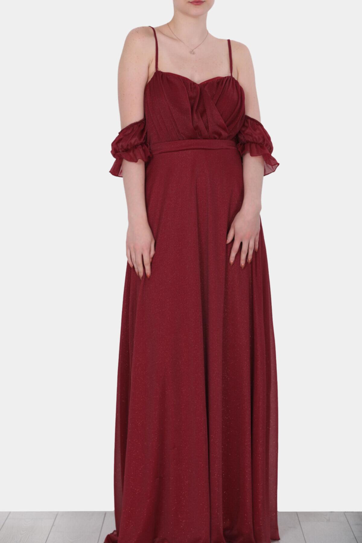 Langes glitzerndes Abendkleid — Burgund